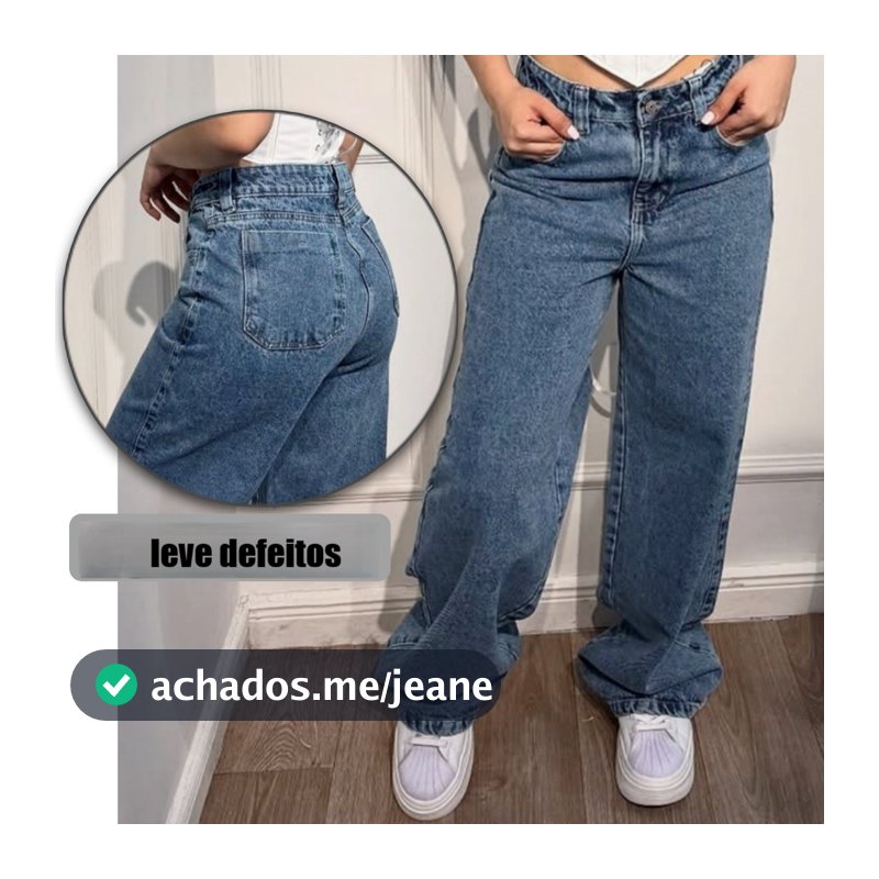Calça Jeans Feminina Wide Leg LEVES DEFEITOS Alto Padrão Lançamento