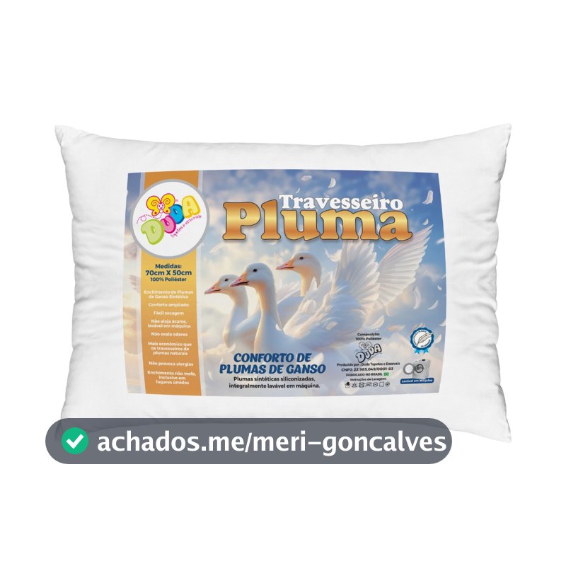 Travesseiro Penas E Plumas De Ganso Sintética 70 X 50 Cm Antialergico
