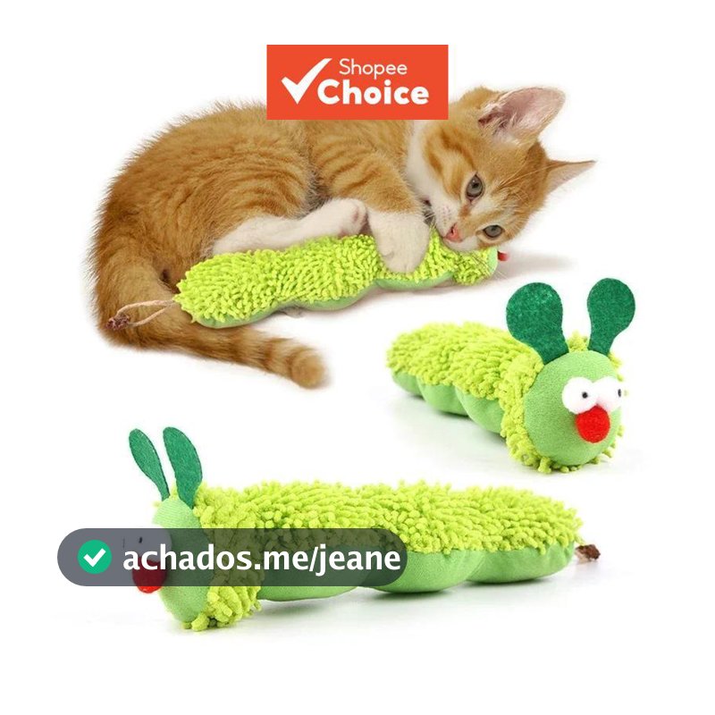 Catnip E Silvervine Caterpillar Cat Toy Dentição Gatinho Interativo