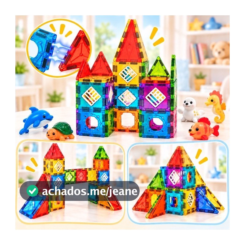 Blocos 3D Magnéticos De Montar Brinquedo Infantil Construção Educativo kit Blocos de Montar
