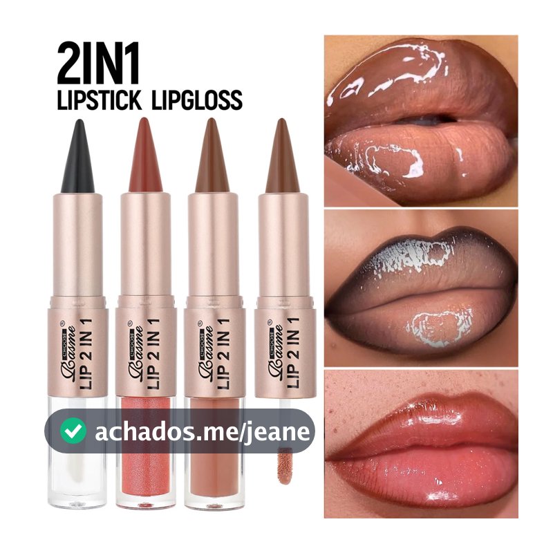 Lápis Labial 2 Em 1 Com Espelho E Brilho: Lápis Labial, À Prova D'água, Contorno Labial, Maquiagem Não Pegajosa