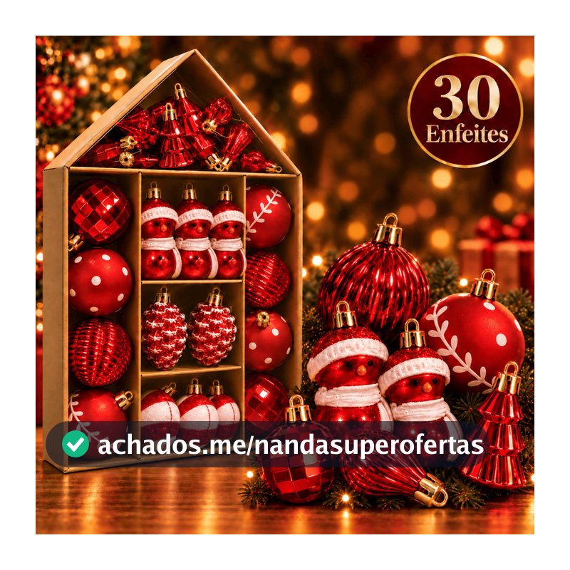 Kit 30 Enfeites Natalinos Pendentes Para Árvore De Natal Decoração Natalina Luxo