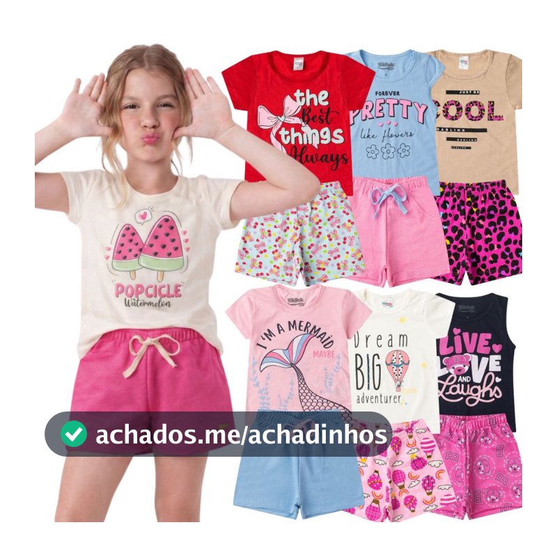 Kit 6 Peças 3 Conjuntos de Roupa Infantil Menina Verão Feminino
