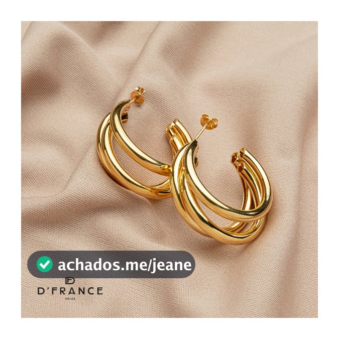 Brinco Circulo Três Voltas Banhado a Ouro 18K - D France Semijóias