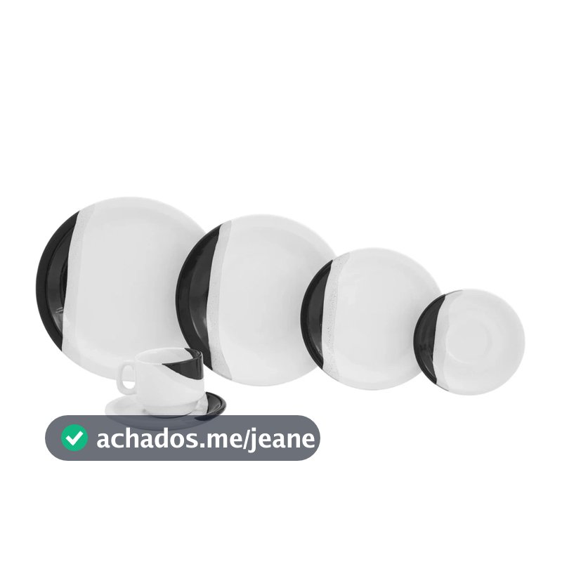 Aparelho de jantar e chá 20 peças ceramica preto, jogo completo