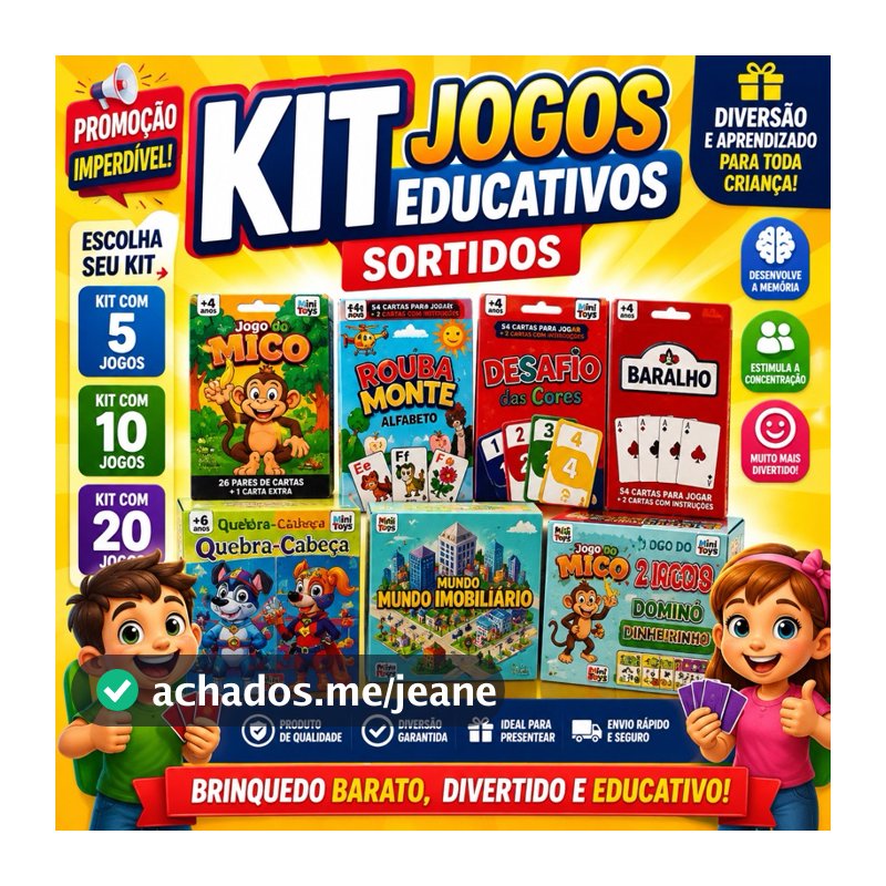 Kit Jogos Educativos Sortidos Brinquedo Infantil Barato Menino Menina Promoção