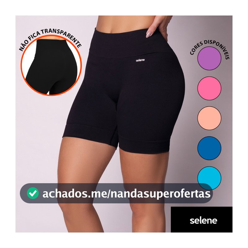 Short Legging Selene Poliamida Sem Costura Bermuda Academia Sem Zero Transparência Cós Alto Fitness