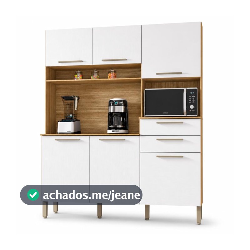 Armário de Cozinha Completa Montesa 6 Portas 2 Gavetas Freijó / Branco