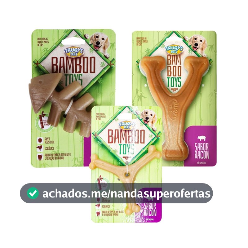 3 Brinquedo Bamboo Mordedor Para Cachorro Trukys Bacon