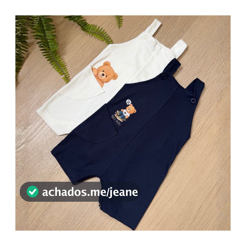 Kit 2 Macacão Jardineira Infantil Bebê Menino Menina 100% Algodão Confortável Estampado