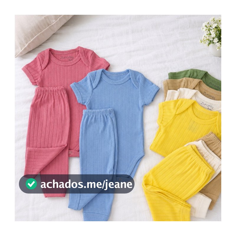 Kit 6 Peças Canelado Premium Roupas de Bebê Conjunto Menino Menina 3 Body e 3 Mijão