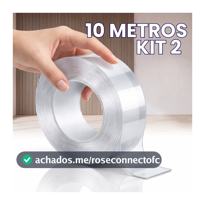 FITA DUPLA FACE NANO Kit 3M/5M/10M EXTRA FORTE , Reutilizável e à Prova D’Água Transparente