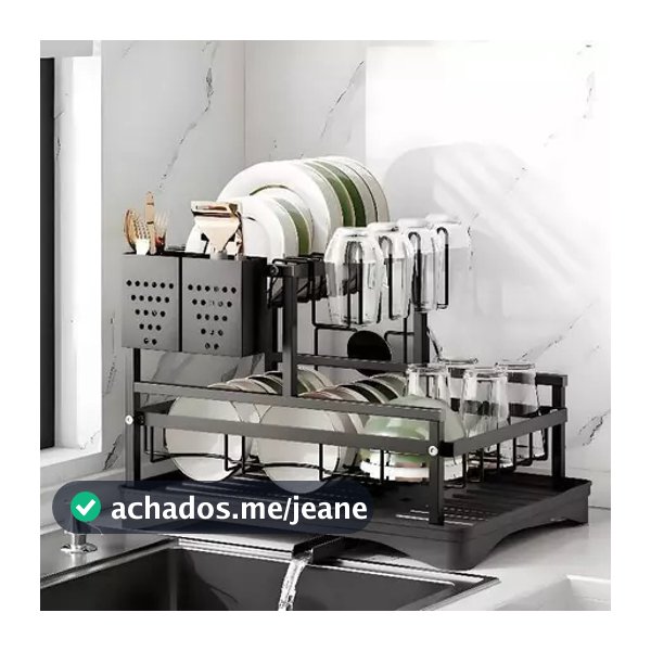 Escorredor de Louças Rack Aço Carbono Organizador Preto