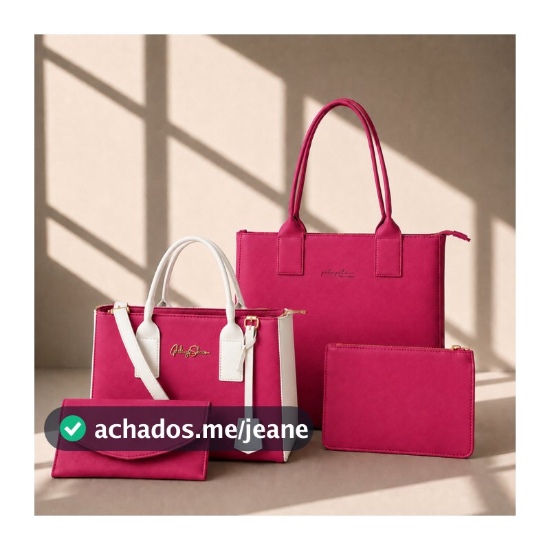 Bolsas Femininas Gaby Show Moda Feminina, Bolsa Média + Sacola Grande + Necessaire + Carteira