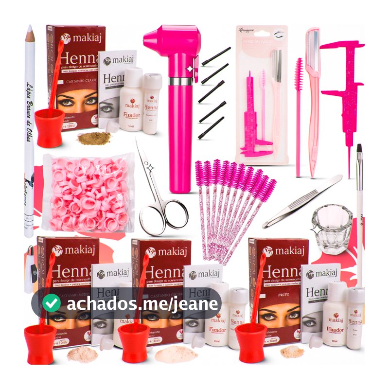 kit design de sobrancelhas profissional completo henna mixer paquimetro molde escovinha batoque