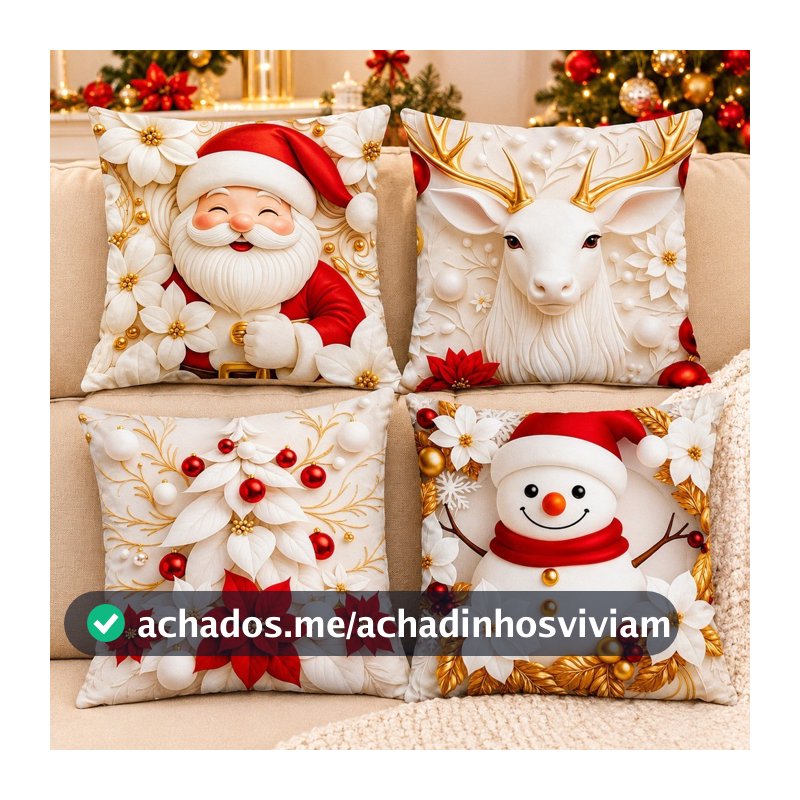 kit Feliz Natal 4 peças capa de almofadas para decoração Natalina PROMOÇÃO