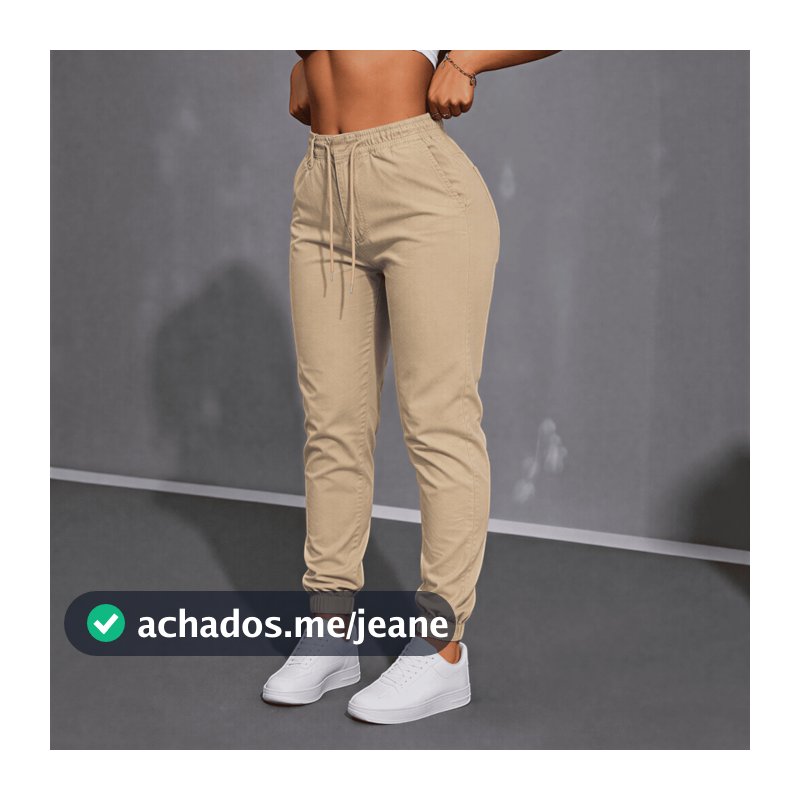 Calças Feminina Jogger Punho Bolso Elastano Estilosa Fashion Cintura Alta Confortável Casual Premium Tendência Moda