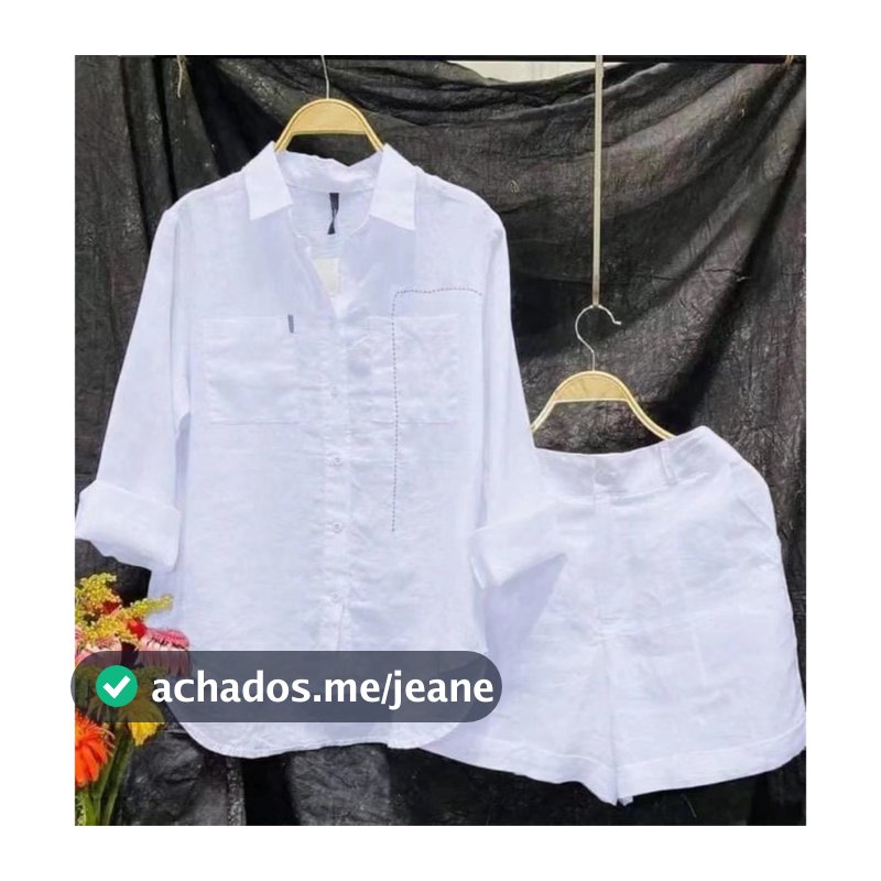 Sentido Feminino De Calções E Blusa Moda Camisa De Manga Comprida Branca Calção Conjunto De Duas Peças Mulher 2024 Summer Cotton Linen