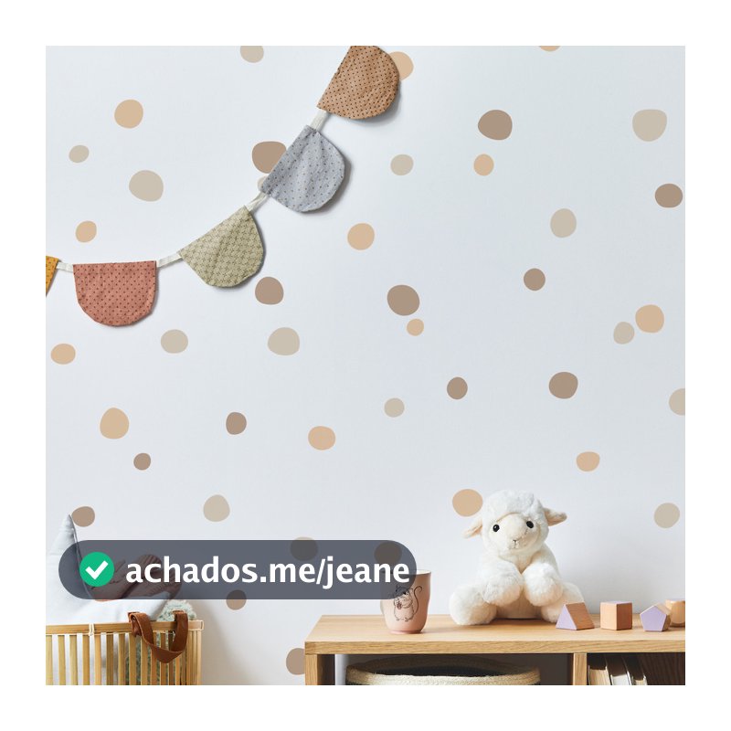 Adesivo De Parede Bolinhas Irregulares Infantil tons de Bege 2m²