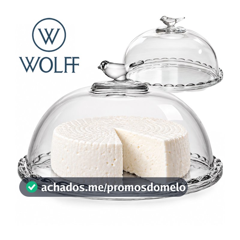 Queijeira Vidro Wolff Bird Passarinho 20cm com Tampa Queijo - Elegância Luxuoso Cozinha