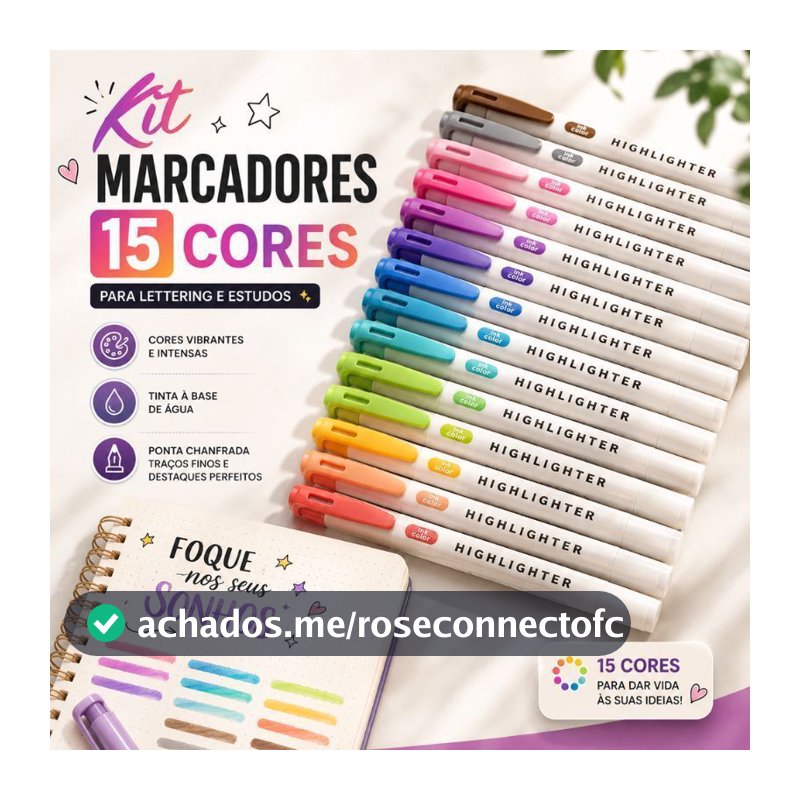 Canetas Marcadores 15 Cores Pastel Ponta Dupla 1,2mm 3,8mm Lettering Desenho Estudo Escolar