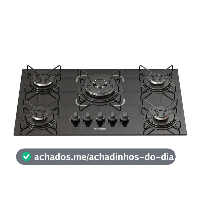 Cooktop 5 Bocas a Gás GLP Itatiaia Tripla Chama Preto Essencial