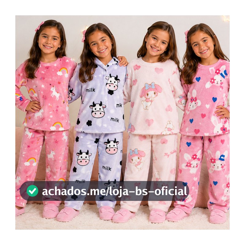 Pijama Infantil Peluciado Soft Fleece Longo Inverno menino menina estampado