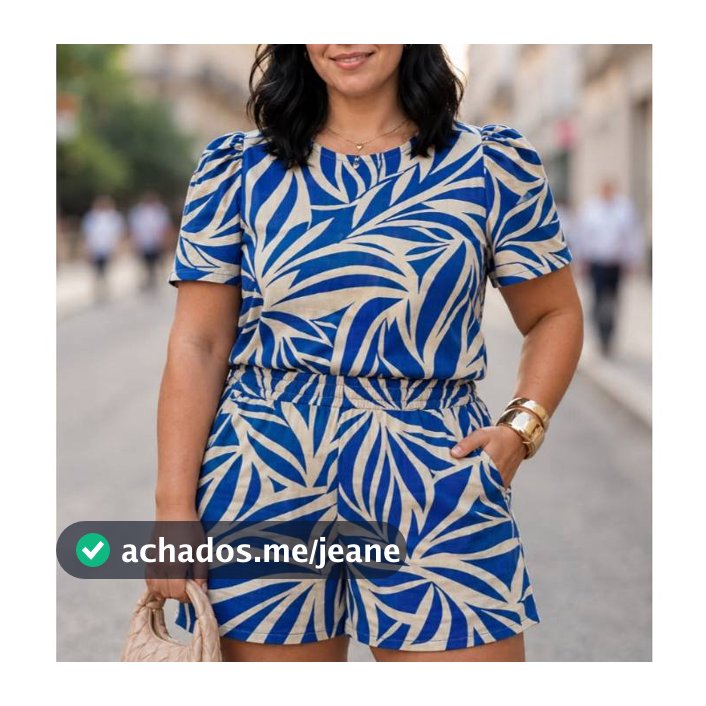 conjunto feminino elegante plus size short forrado e blusa com manga duna verão