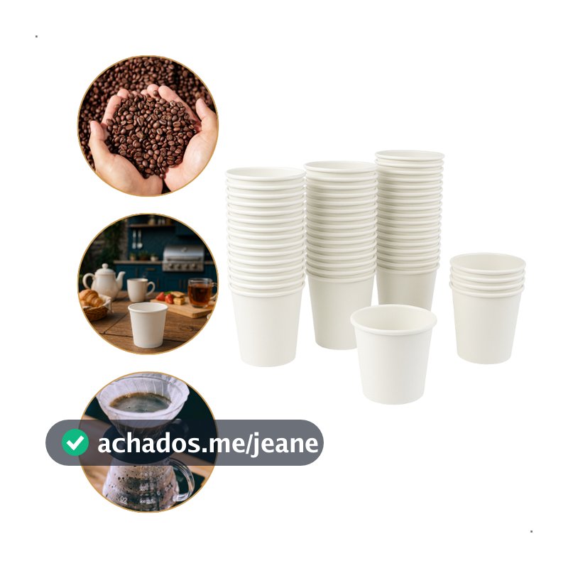 Copo Papel 60ml Café Expresso Chá 100 Copos Biodegradável Branco