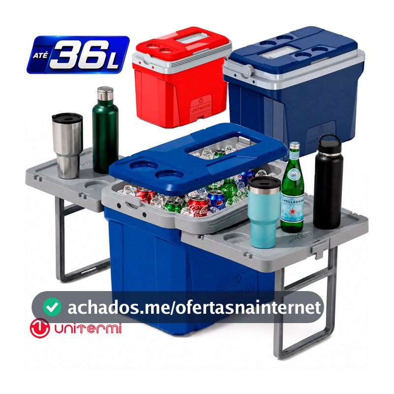Caixa Termica Cooler Unitermi Até 36L Jurerê 2 Mesas Multifuncional Portatil Armazenar Bebidas