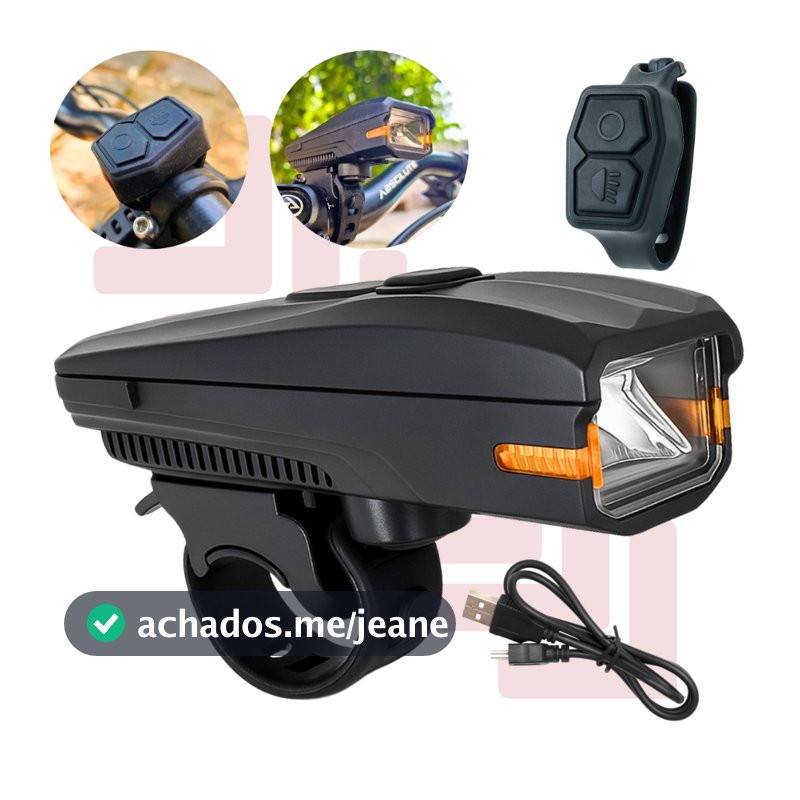 Lanterna Bike Farol com Buzina Bicicleta Sinalizador Luz Led Potente Recarregável Acessórios para Bike