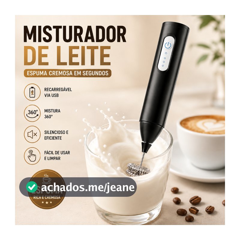 Mini Mixer Elétrico Portátil – Misturador de Bebidas e Ovos com Bateria Modelo 008