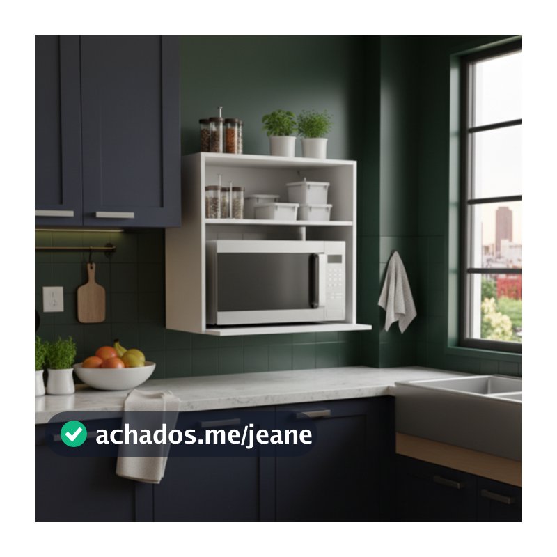 Organizador Duplo Suspenso Parede 60cm Microondas Air Fryer Forno Porta Temperos Cozinha Branco MDF