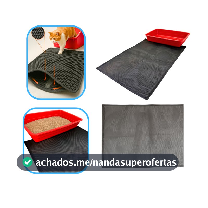 Kit 2 e 1 Tapete segura areia anti sujeita coletor limpa patas gato sanitário