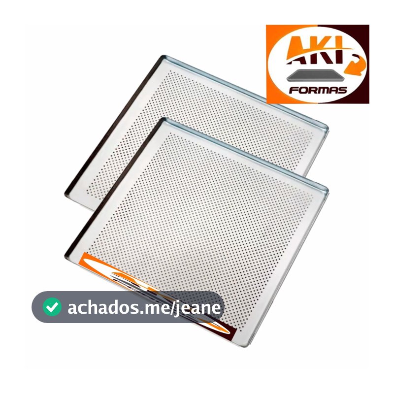 ASSADEIRA PERFURADA 35X35X1 FEITA DE ALUMINIO KIT COM 2 PEÇAS COM NOTA FISCAL
