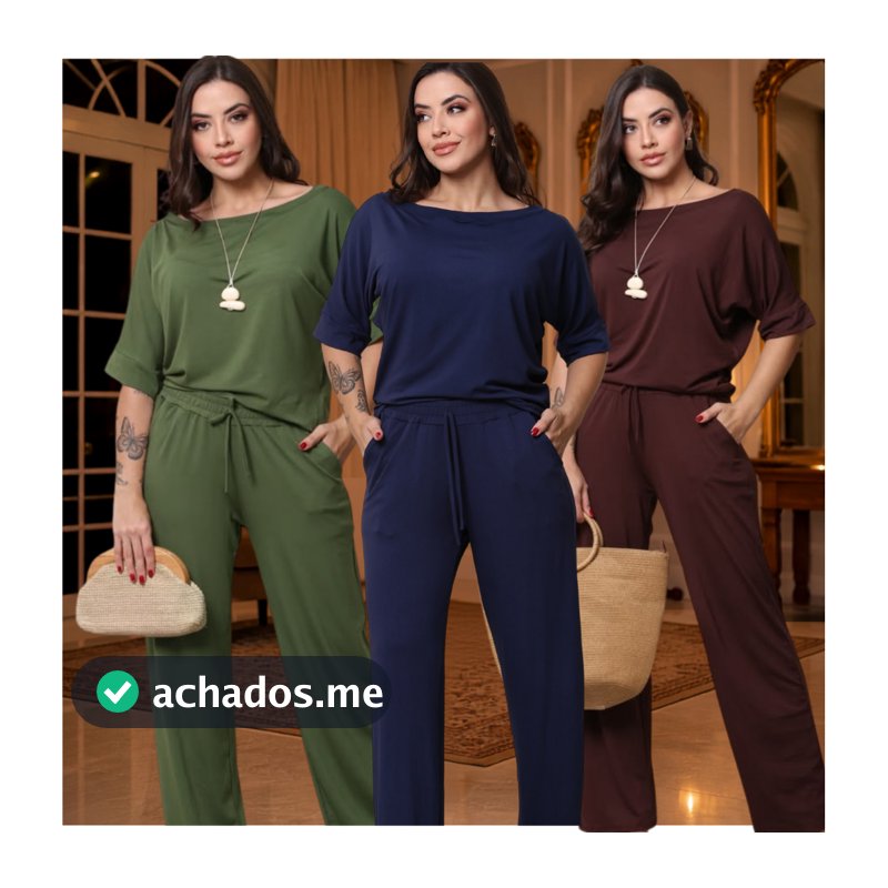 🌸 Conjunto Feminino Maravilhoso em Viscolycra Calça Pantalona Blusa Soltinha Moda Feminina