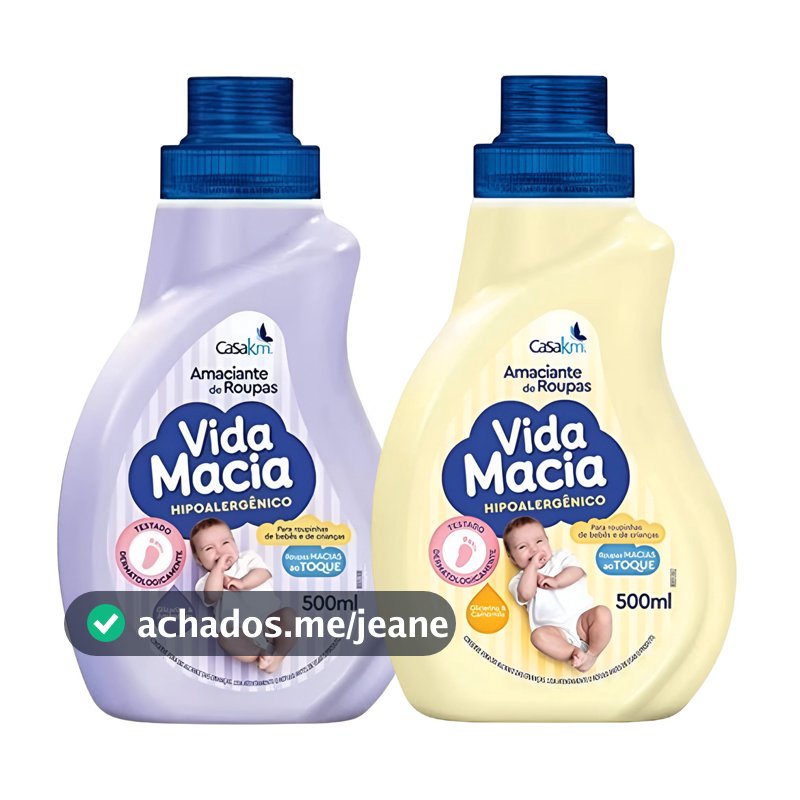 Kit 2 AMACIANTES de Roupa Vida Macia Baby Glicerina, Camomila e Amêndoas bebê 500ml