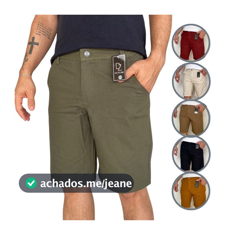 Bermuda Sarja Masculino Slim Brim Bolso Faca Premium Social Diversas Cores