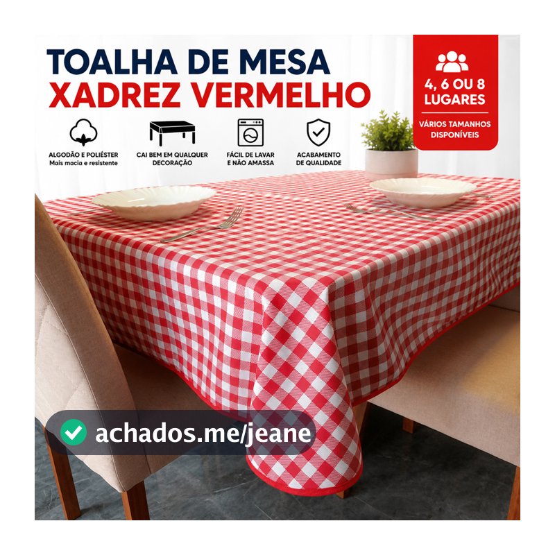 Toalha de Mesa Xadrez Retangular 2 4 6 8 10 12 Lugares para Jantar e Decoração