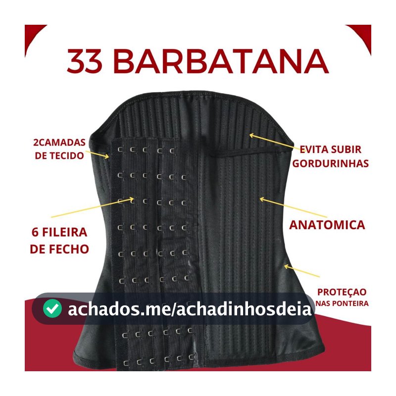 Cinta Modeladora Redutora 33 Barbatana Lipo Pós Cirúrgica Afina a Cintura Alta Compressão