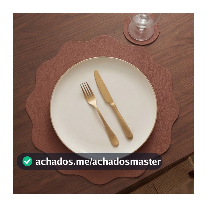 Kit Jogo Americano Sousplat Orgânico Redondo com Porta Copos para Mesa Posta com 2 4 6 8 Peças