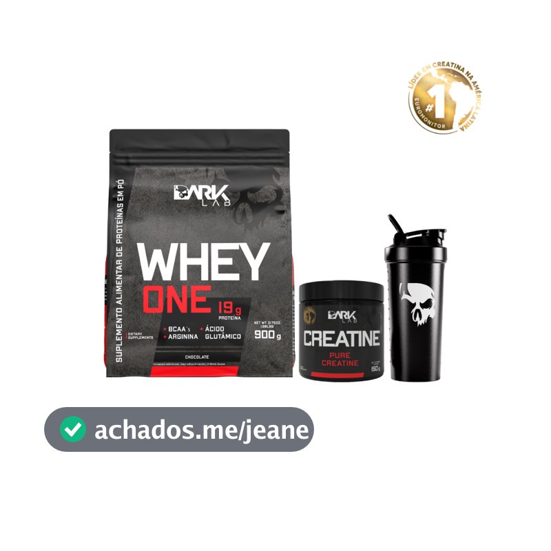 Whey Protein One Refil 900g + Creatina Monohidratada Pura 150g + Coqueteleira Fuse 700ml - Dark Lab
