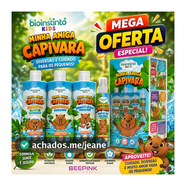 🦫💚KIT BIO INSTINTO KIDS MINHA AMIGA CAPIVARAOU FLORESTA 💚🦫  🌈 Diversão, carinho e cuidado para os pequenos!