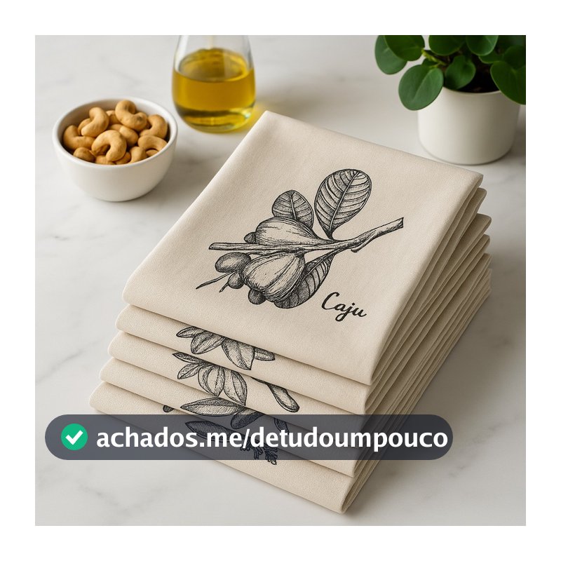 Pano De Prato 10/05/03  Unidades Premium Ecológico Alta Absorção Cru Coleção Sabores Tamanho Grande 65X42 Pè de Galinha