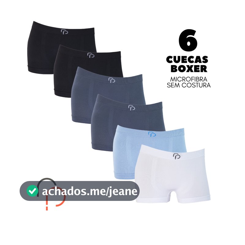 Kit 6 Cuecas Boxer INFANTIL Sem Costura em Microfibra RP
