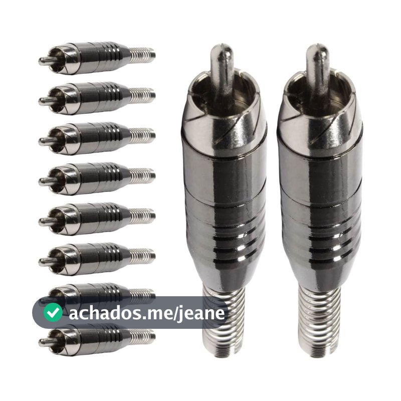Conector Linha Rca Macho Niquel Preto Com Mola Storm 10 Unidades