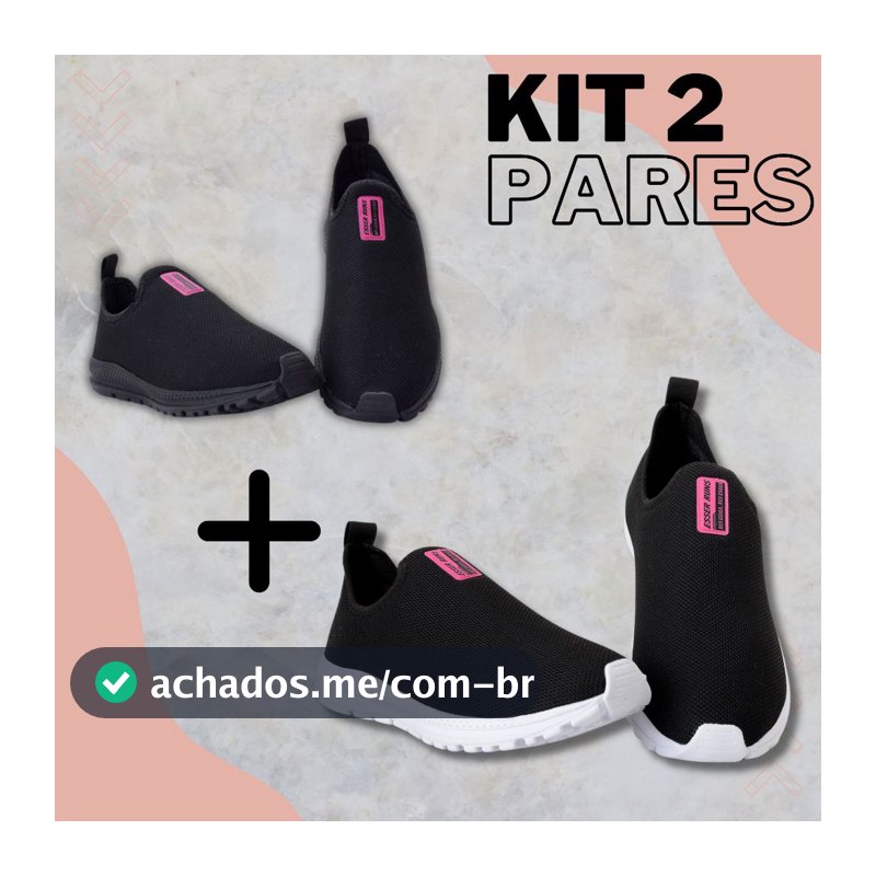 Kit 2 Tênis Meia Feminino Calce Fácil Botinha Ortopédico Esportivo Sneaker Slip On Casual confortável Academia