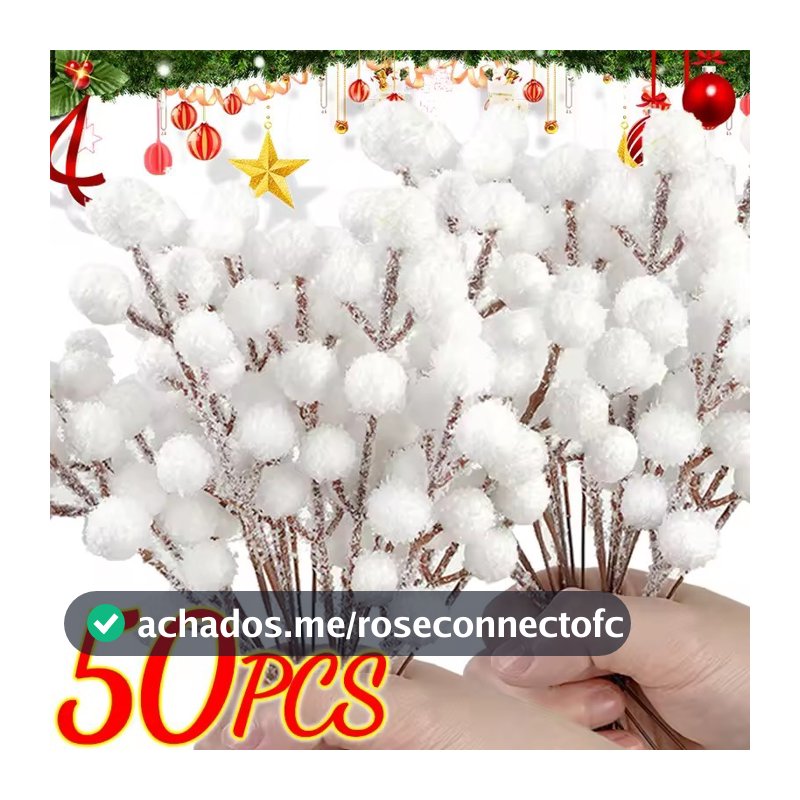 Branco Artificial Natal Floco De Neve Bagas-Simulação Holly Berry Ramos Árvore De Grinalda Flor Falsa Decoração De Festa