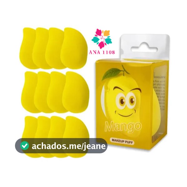 ANA 1108 Kit 12 peças Esponja de Rosto Facial Maquiagem Base Manga