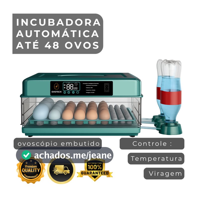 Chocadeira Automática Incubadora 48 Ovos Galinha Ovoscópio Elétrica Digital Viragem Controle Temperatura